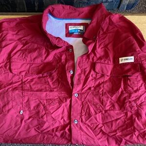 Magellan Outdoors Men's Casual Red Button Down Shirt